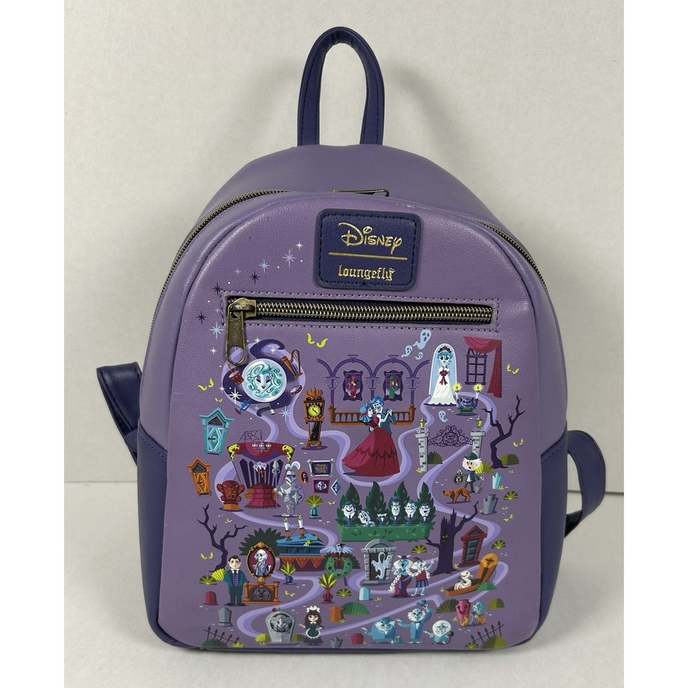 Disney Loungefly Haunted Mansion Map Mini Backpack Purple